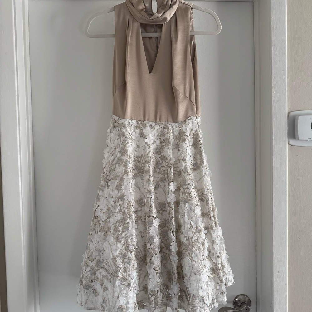 White House Black Market Beige Satin Dress